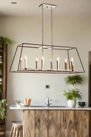 Levico Lighting Casa R748D-PN polished nickel island pendant over a kitchen island