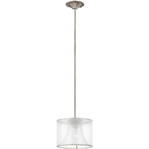 Fredrick Ramond Mime FR45607BNI pendant with a sheer white cylindrical shade and slender nickel stem