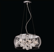 Matteo Glass-Encased Bubble Droplet six-light pendant in Chrome with clear glass accents