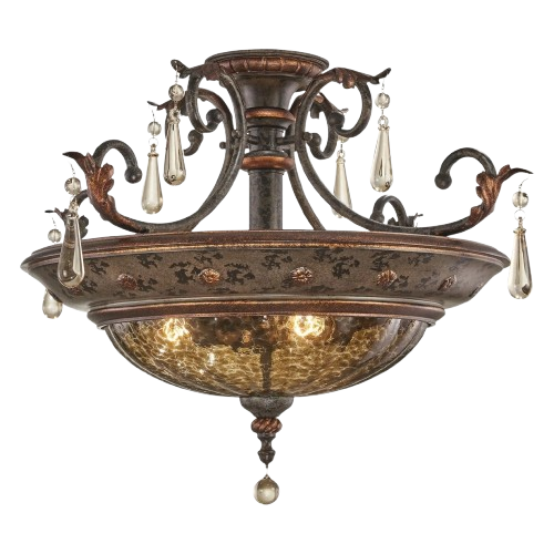 Minka Metropolitan Sanguesa Patina 3 Light Semi-Flush Ceiling Fixture From The Sanguesa Collection