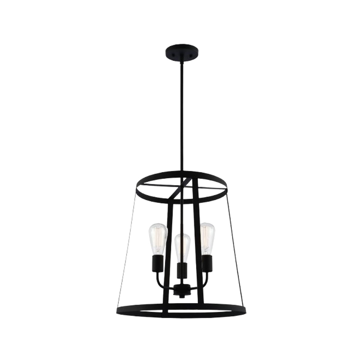 Matteo Bustle Matte Black Open-Frame Pendant Light — C65903MB-1