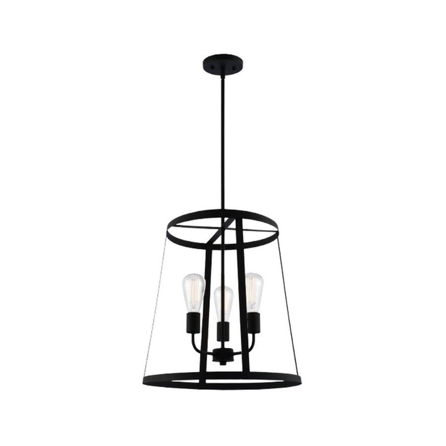Matteo Bustle Matte Black Open-Frame Pendant Light — C65903MB-1