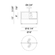 Nagashi ceiling-light dimension drawing with side and plan views.