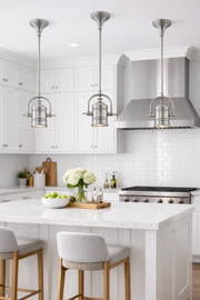 Maxim Hi-Bay 1-light convertible flush mount ceiling light in satin nickel with a frosted glass shade