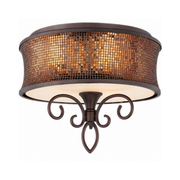 Maxim Alexander bronze-tone drum ceiling light with decorative scrollwork