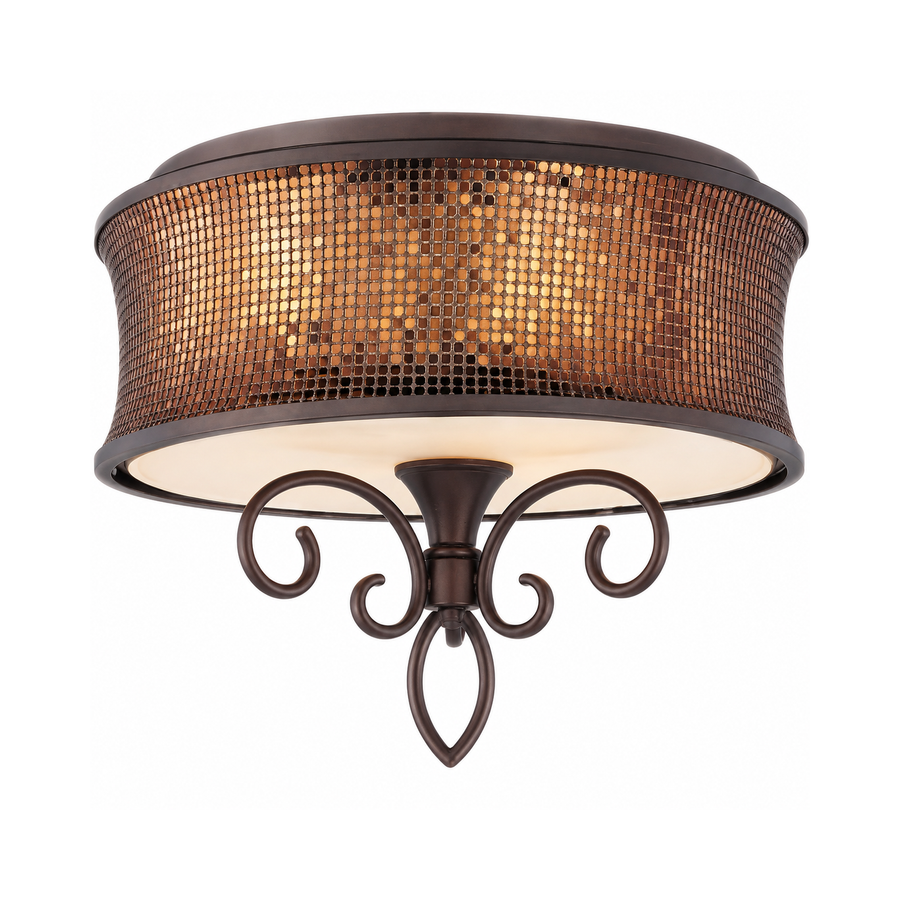 Maxim Alexander bronze-tone drum ceiling light with decorative scrollwork
