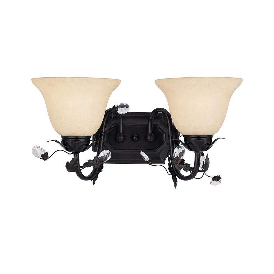 Maxim Elegante two-shade vanity light with leafy branches and clear faceted accents