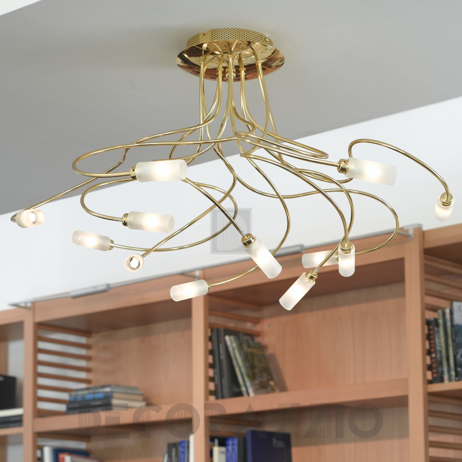 Metal Lux Free Spirit 130.312 twelve-light sculptural ceiling fixture in gold-plated metal