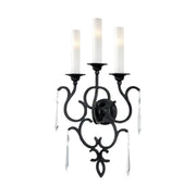 Minka Metropolitan 3 Light Wall Sconce In Castillina Aged Iron Finish With White Iris Glass — N1703-254