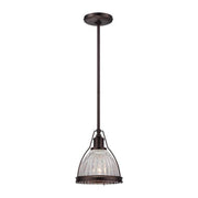 Minka-Lavery bronze mini pendant with a clear ribbed dome shade