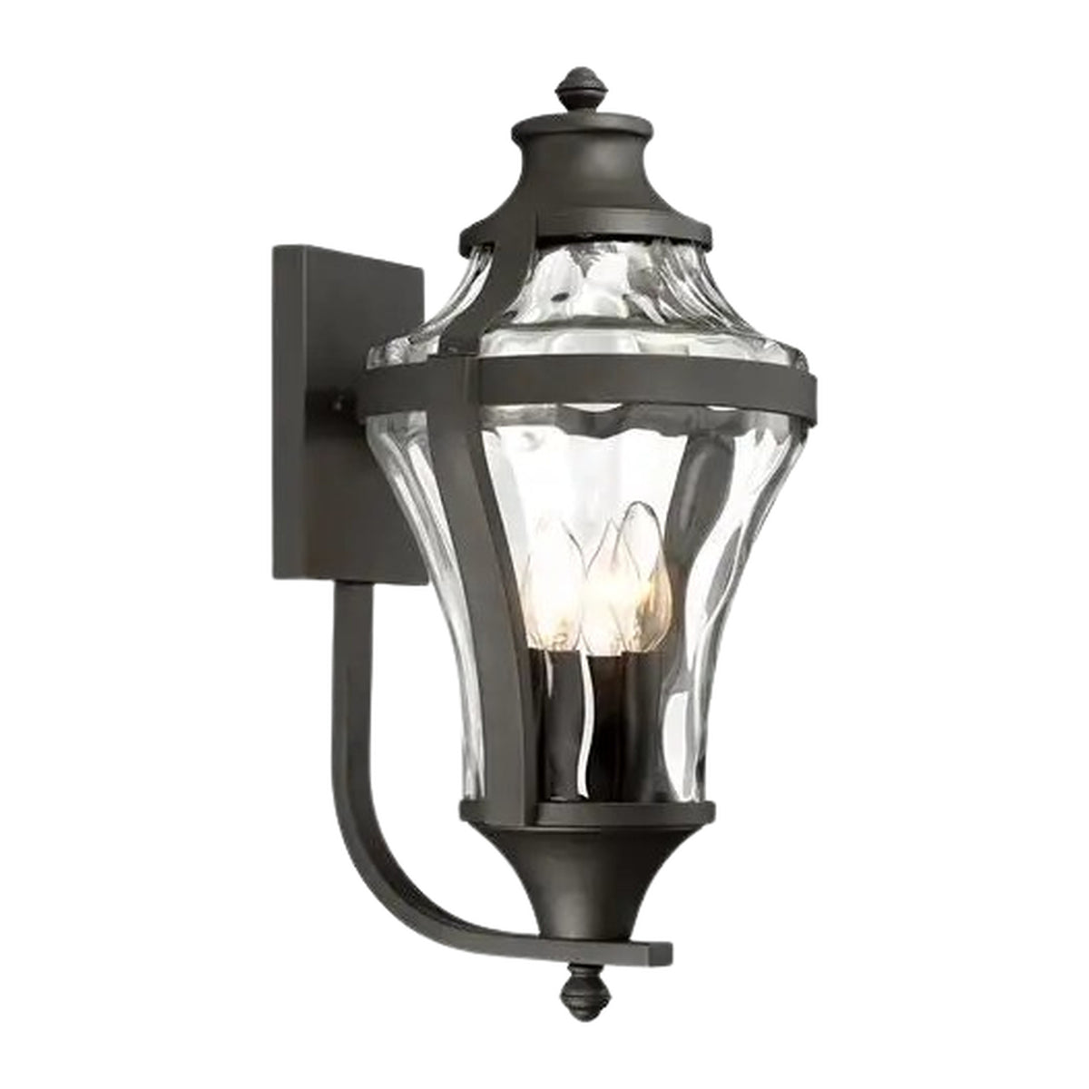 Libre wall lantern with a simple curved support and dark frame