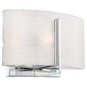 Minka-Lavery Clarte vanity light with curved White Iris glass and a polished-chrome mount