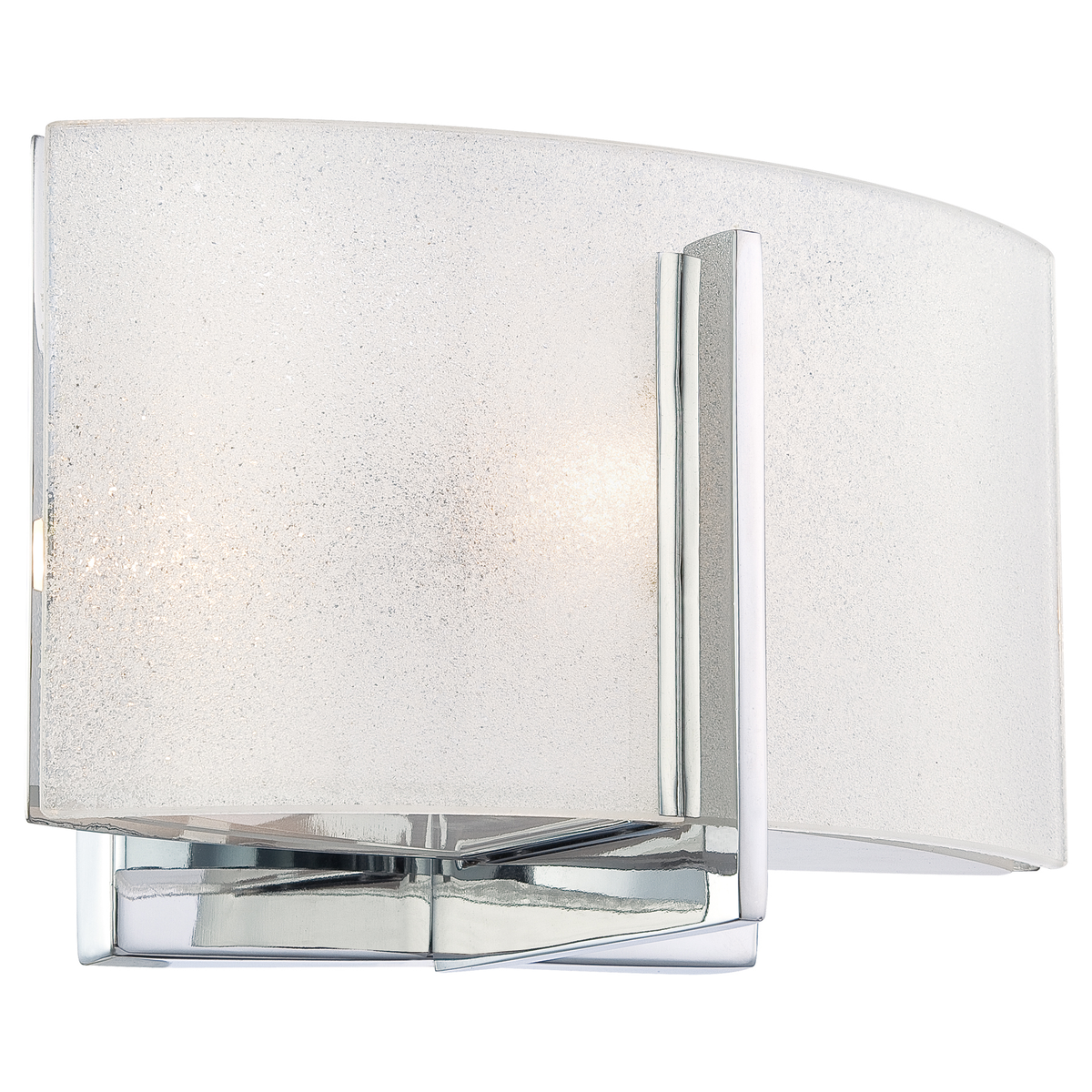 Minka-Lavery Clarte vanity light with curved White Iris glass and a polished-chrome mount