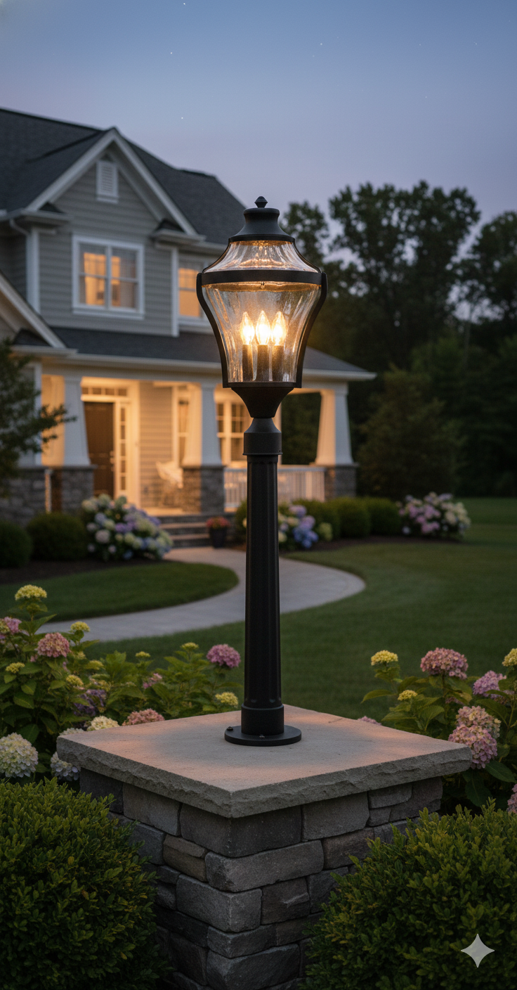 Minka-Lavery Libre 4-light outdoor post mount lantern in a coal finish