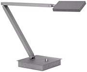 Recto silver-grey task lamp with articulated flat arms, rectangular head and square base.