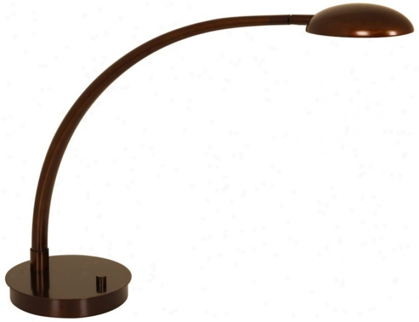 Mondoluz Vital 10029UB Urban Bronze LED desk lamp with arched swing arm and round base