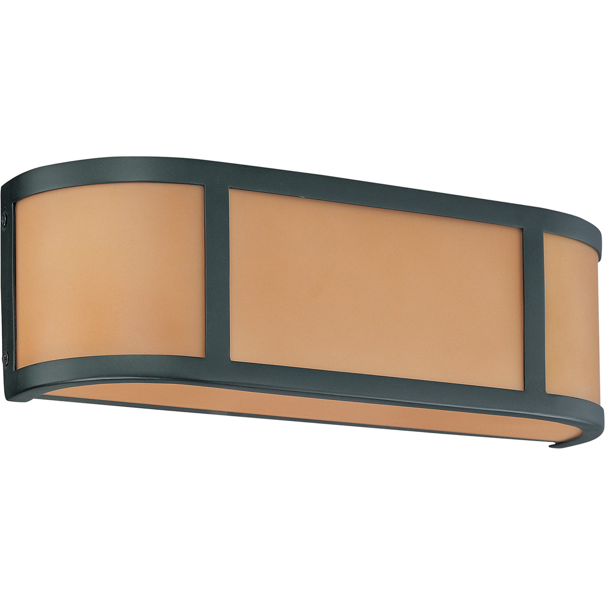 Nuvo Odeon ES wall light showing rounded parchment glass ends and bronze dividers