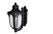Hinkley Trafalgar Museum Black wall lantern with arched textured-glass panels