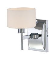 Elevated angled view of the Quoizel Asheton AST8601C opal shade and chrome wall mounting assembly.