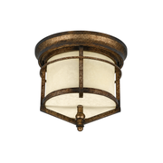 Quoizel BX1613DS flush mount with cream glass, a cage-style frame and decorative finial.