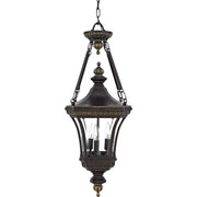 Quoizel Devon DE1490IB three-light outdoor hanging lantern in Imperial Bronze with clear beveled glass