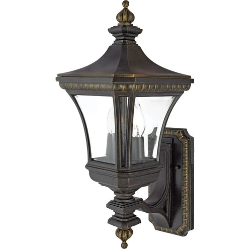 Quoizel Devon DE8959IB two-light outdoor wall lantern in Imperial Bronze with clear beveled glass