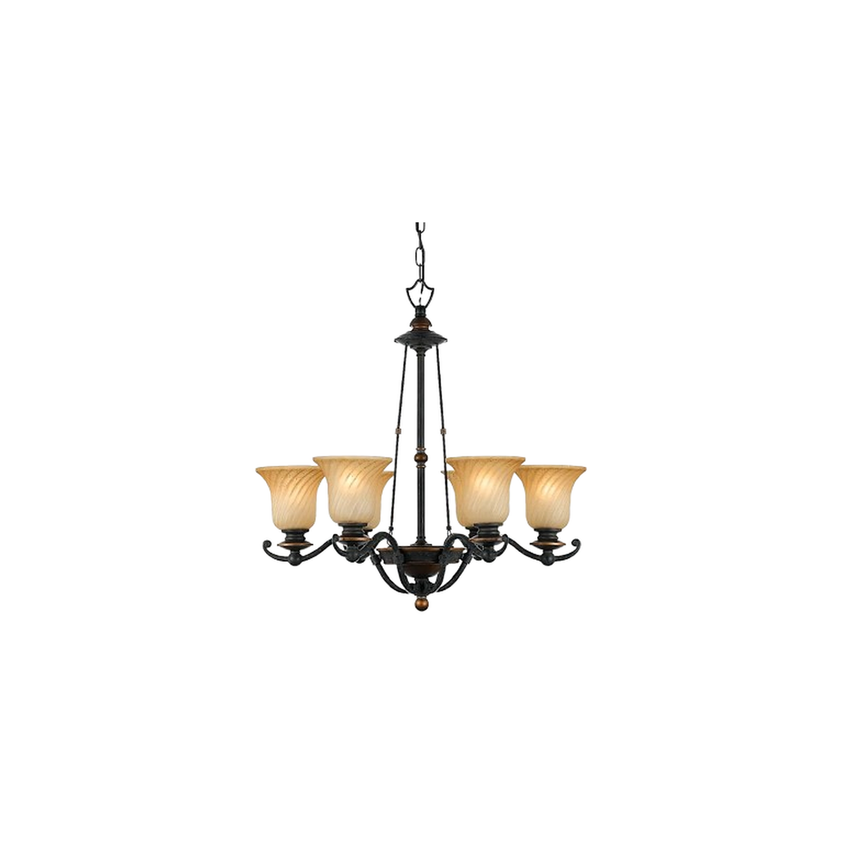 Genova chandelier with flared shades and a tall central stem