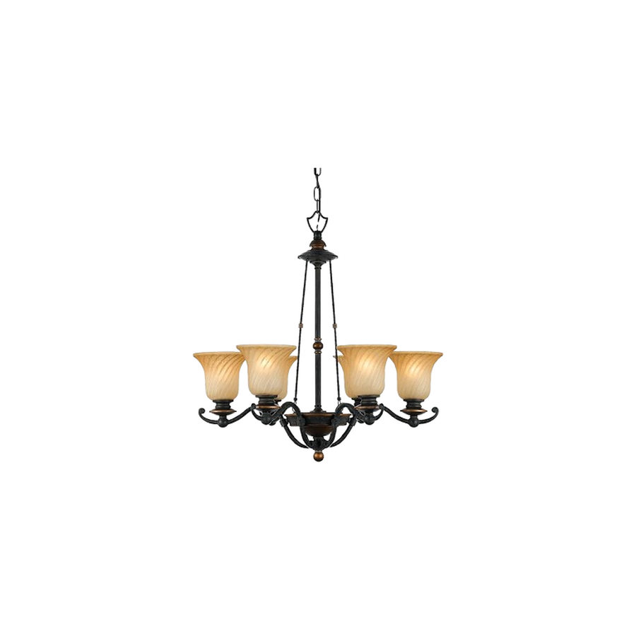 Genova chandelier with flared shades and a tall central stem