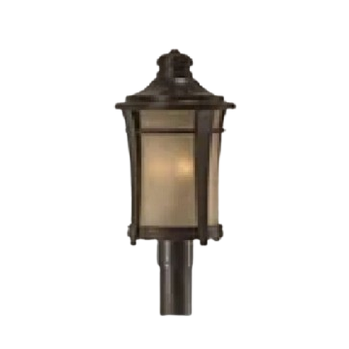 Quoizel Harmony HY9011IB lantern showing straight uprights, horizontal crossbars and the layered cap