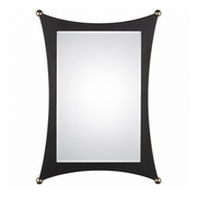 Quoizel Jasper JA43225PN mirror with a curved dark frame and metallic ball accents at the corners