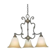Quoizel Juliet JL5103VE chandelier showing its curling arms, decorative central details and flared shades