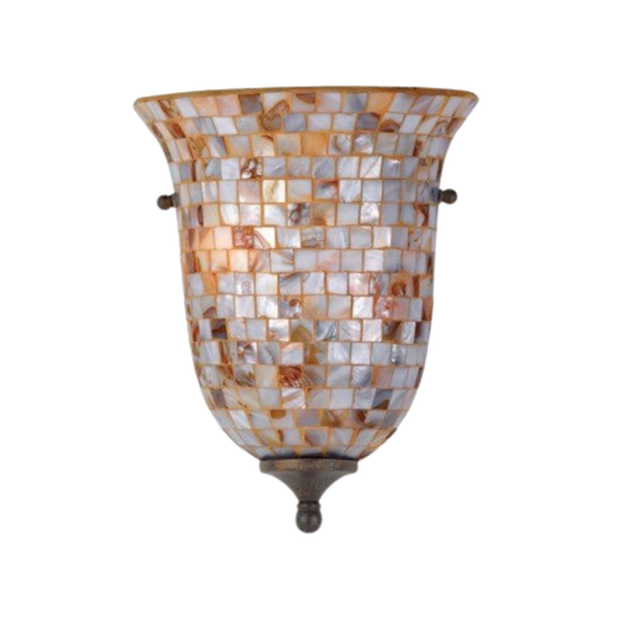 Quoizel Monterey Mosaic MY8801ML wall sconce showing the tiled shade surface and lower dark finial
