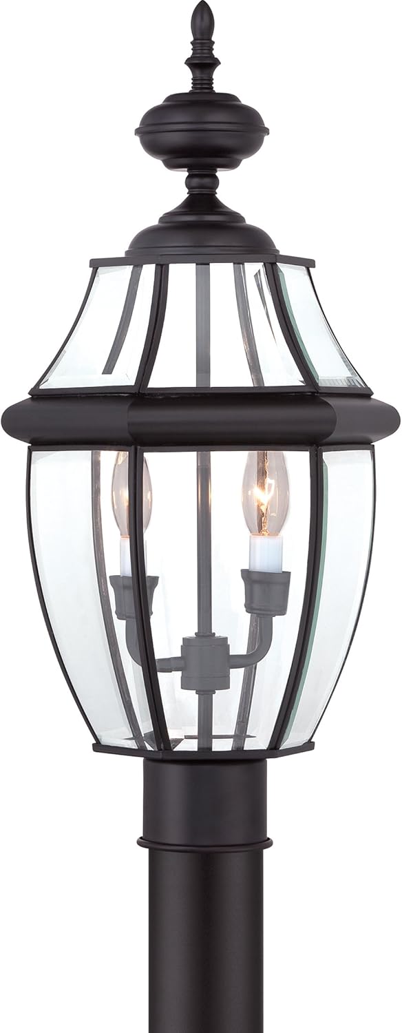 Quoizel Newbury NY9042K Mystic Black post lantern with clear beveled glass