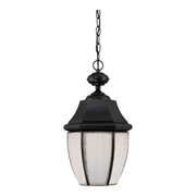 Newbury outdoor lantern with chain suspension and a shaped roof