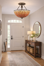 Quoizel Pomez 2-light semi-flush ceiling light with handcrafted genuine agate stone shade