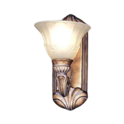 Quoizel Tuscany TS8550CZ sconce showing the fluted cup and fan-shaped detail on its bronze backplate
