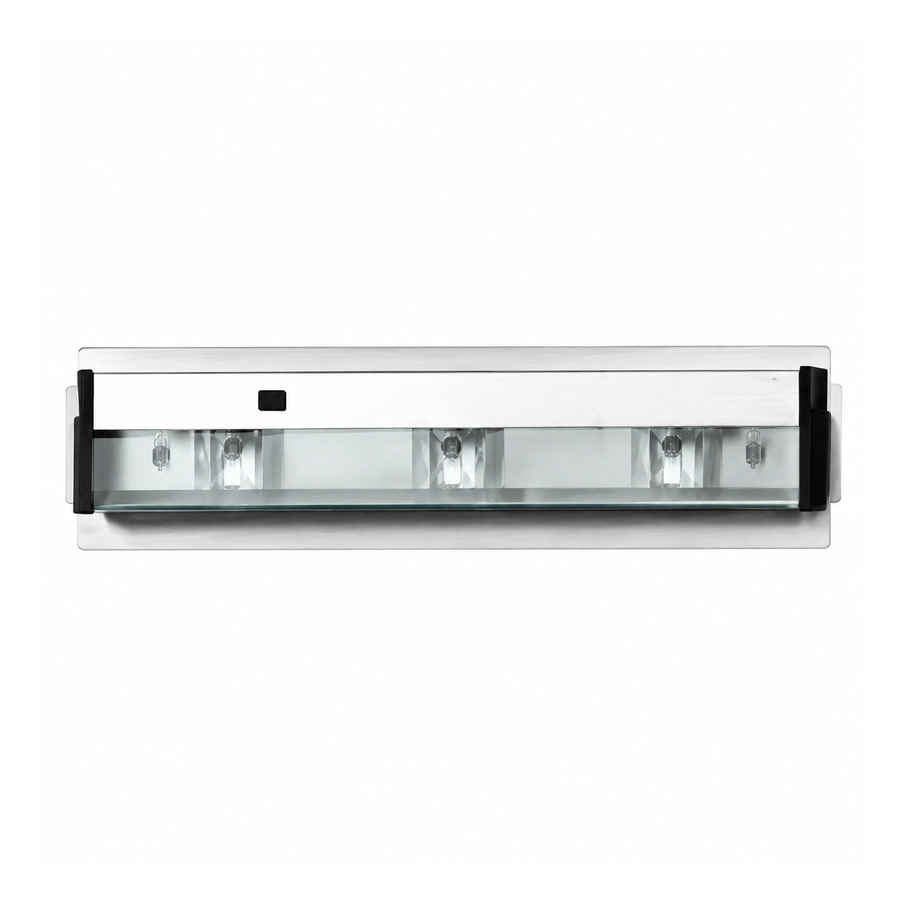 Quoizel UC1124SS under-cabinet light with metallic front panel, dark switch and covered reflector chamber.