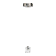 Quorum International 1352-1-65 satin nickel mini pendant with clear wavy glass shade