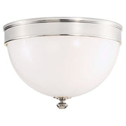 Robert Abbey Orbit S1321 flush mount in Polished Nickel with a white cased-glass shade