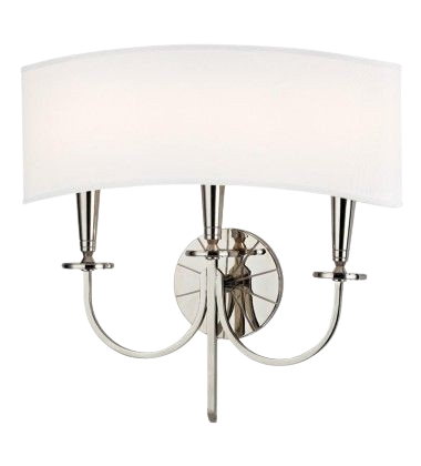 Hudson Valley Lighting Mason Three-Light Wall Sconce In Polished Nickel With White Faux Silk Shades