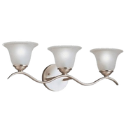 Kichler Dover three-light bathroom vanity fixture with curved glass shades