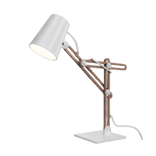 Looker Desk Lamp – Low Energy, Single Light, Wood Finish with White Detail