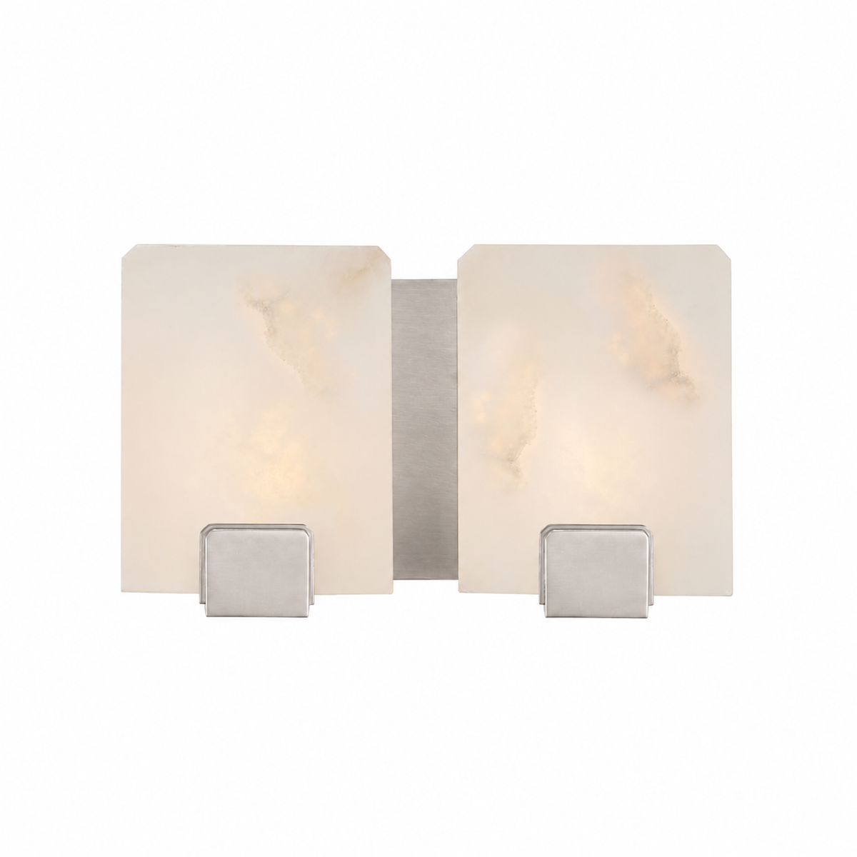 Hudson Valley Lake Grove 6292-SN satin-nickel vanity light with two veined rectangular panels
