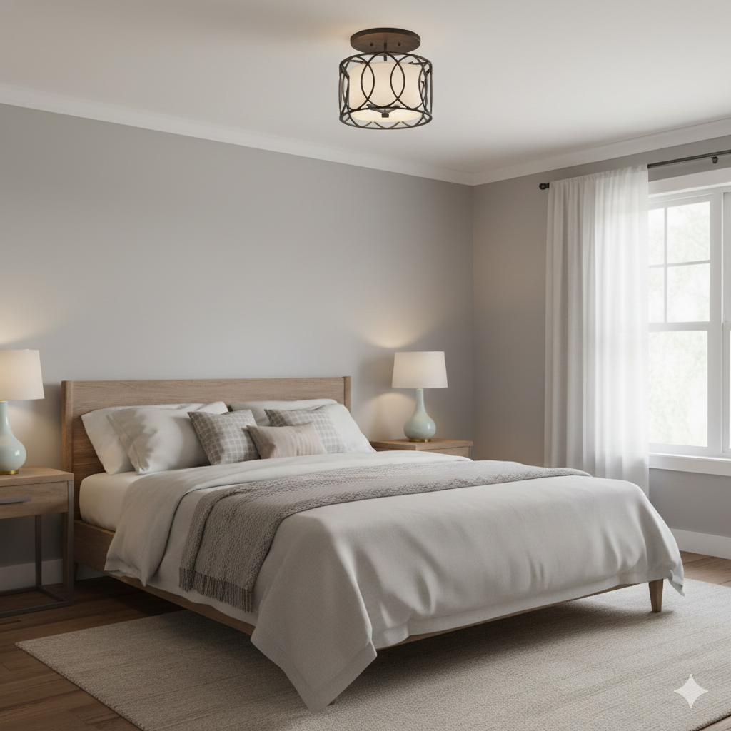 Sausalito 12-Inch 3-Light Semi-Flush Mount Ceiling Light In Deep Bronze