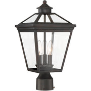 Ellijay post lantern showing its clear roof, tapered panels and round post socket