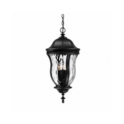 Savoy House Monticello black hanging lantern with textured clear glass