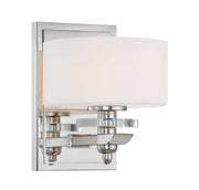 Savoy House Oneida 9-1901-1-109 wall sconce in polished nickel with white opal glass and K9 crystal accents