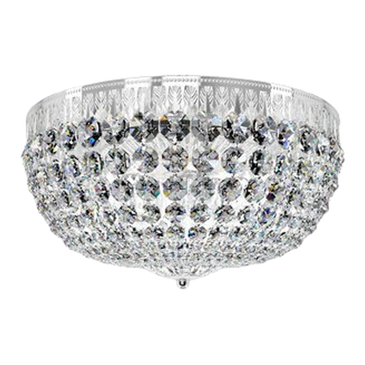 Schonbek Petit Crystal Polished Silver ceiling light showing clear facets and a small lower finial