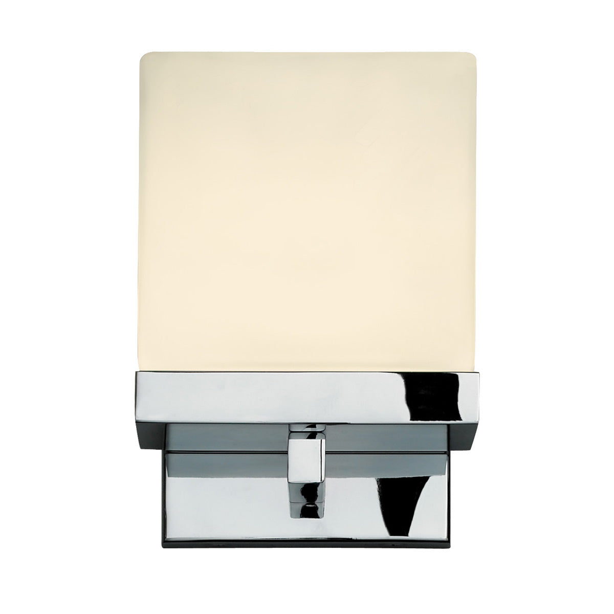 Sonneman Cubist 3230.01 polished chrome wall sconce with white etched glass