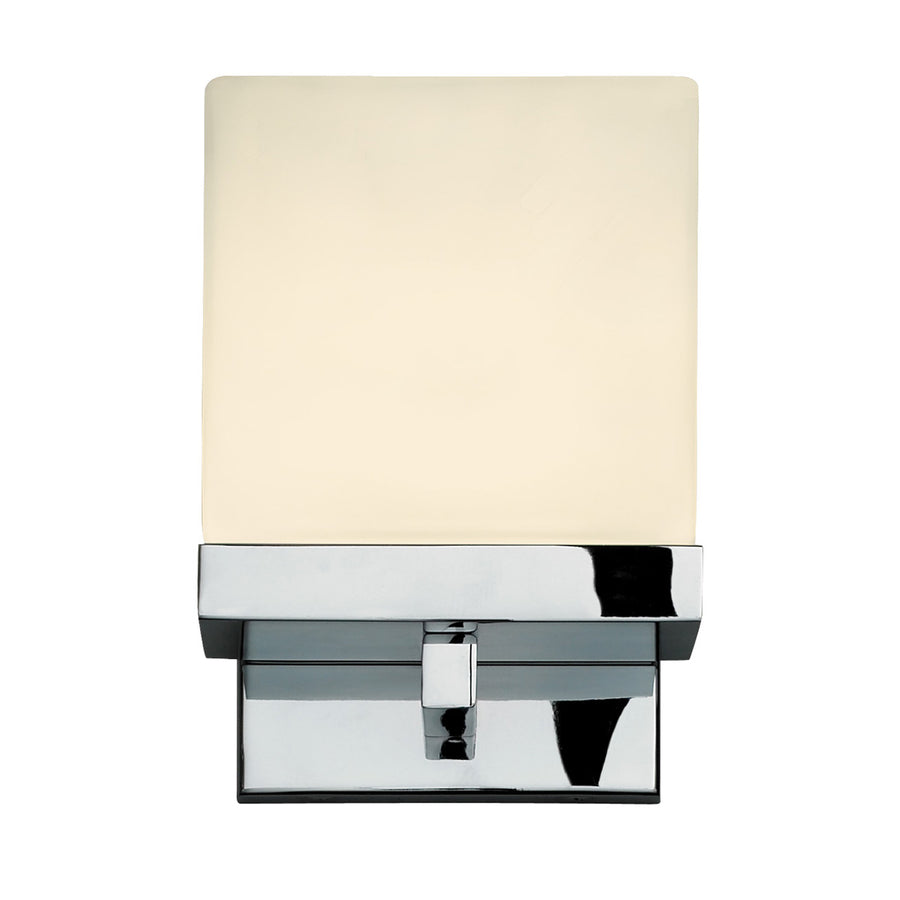 Sonneman Cubist 3230.01 polished chrome wall sconce with white etched glass